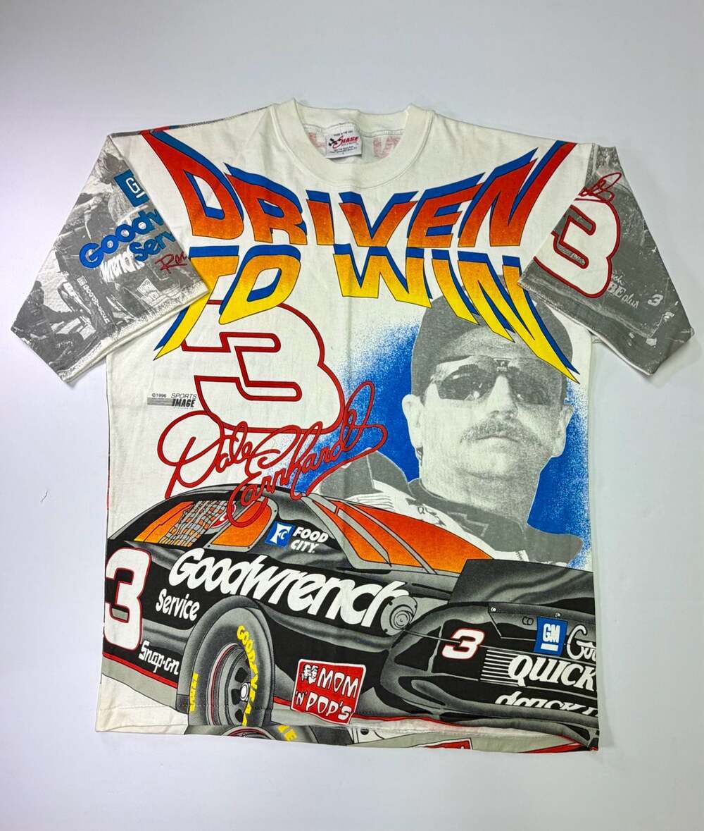 NWOT Vintage 1996 Dale Earnhardt Chase Racewear All Over Print T-Shirt Size L